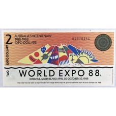 AUSTRALIA 1988 . TWO DOLLARS BANKNOTE . WORLD EXPO 88